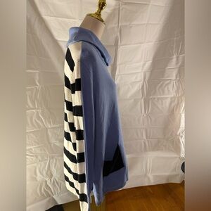 Chico’s Striped Blue Turtleneck Sweater